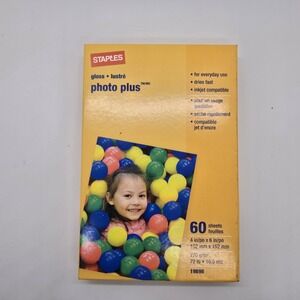 Photo Paper 4 x 6 Glossy--60 sheets Staples Photo Plus Unopened Box